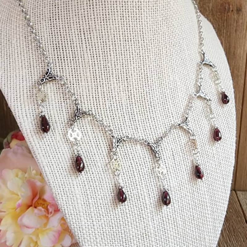 Red and Gold Copper Bib Necklace