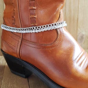 Rhinestone Boot Jewelry: Silver Double Strand Boot Bling