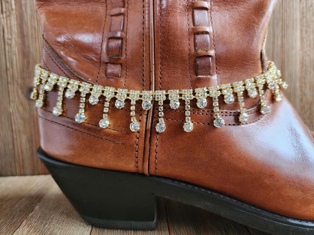 Gold and Silver Rhinestone Boot Strap Gold or Silver Bridal Sparkly Rhinestone Boot Strap, Wedding  main image 2
