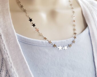 Dainty silver star necklace delicate silver stars necklace