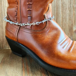 Stacheldraht Stiefelkette: Silbernes Westernstiefel Armband