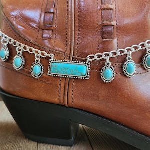 Southwestern silver and turquoise cowboy boot bracelet, Cowgirl boot jewelry, Western boot belt