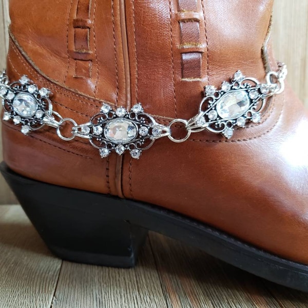 Strass transparents et bijoux scintillants argentés, bracelet pour bottines scintillantes en strass