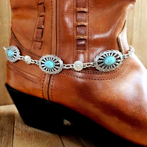 Southwestern faux turquoise and silver concho boot bracelet