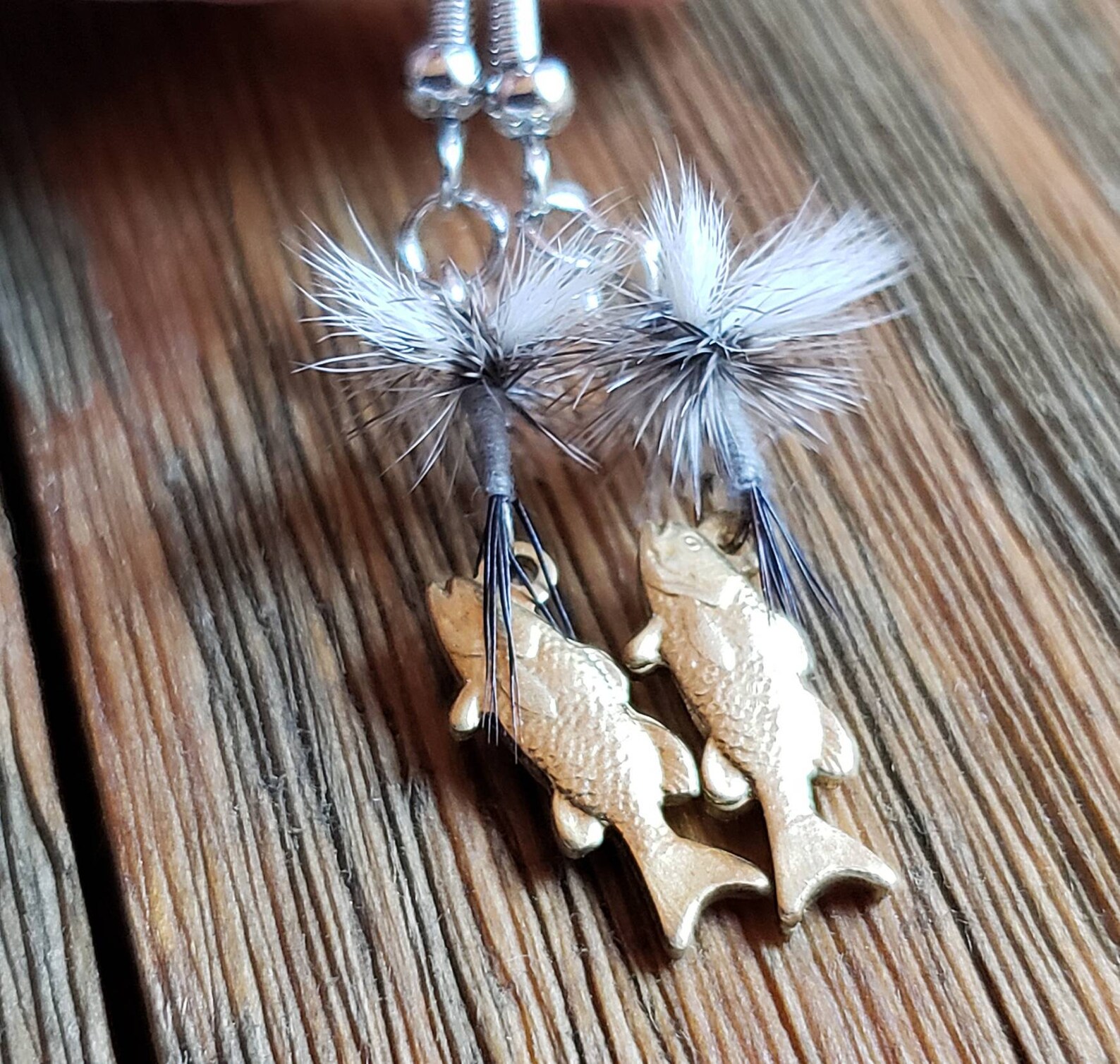 Fly fishing earrings Montana fishing dangle earrings trout Etsy