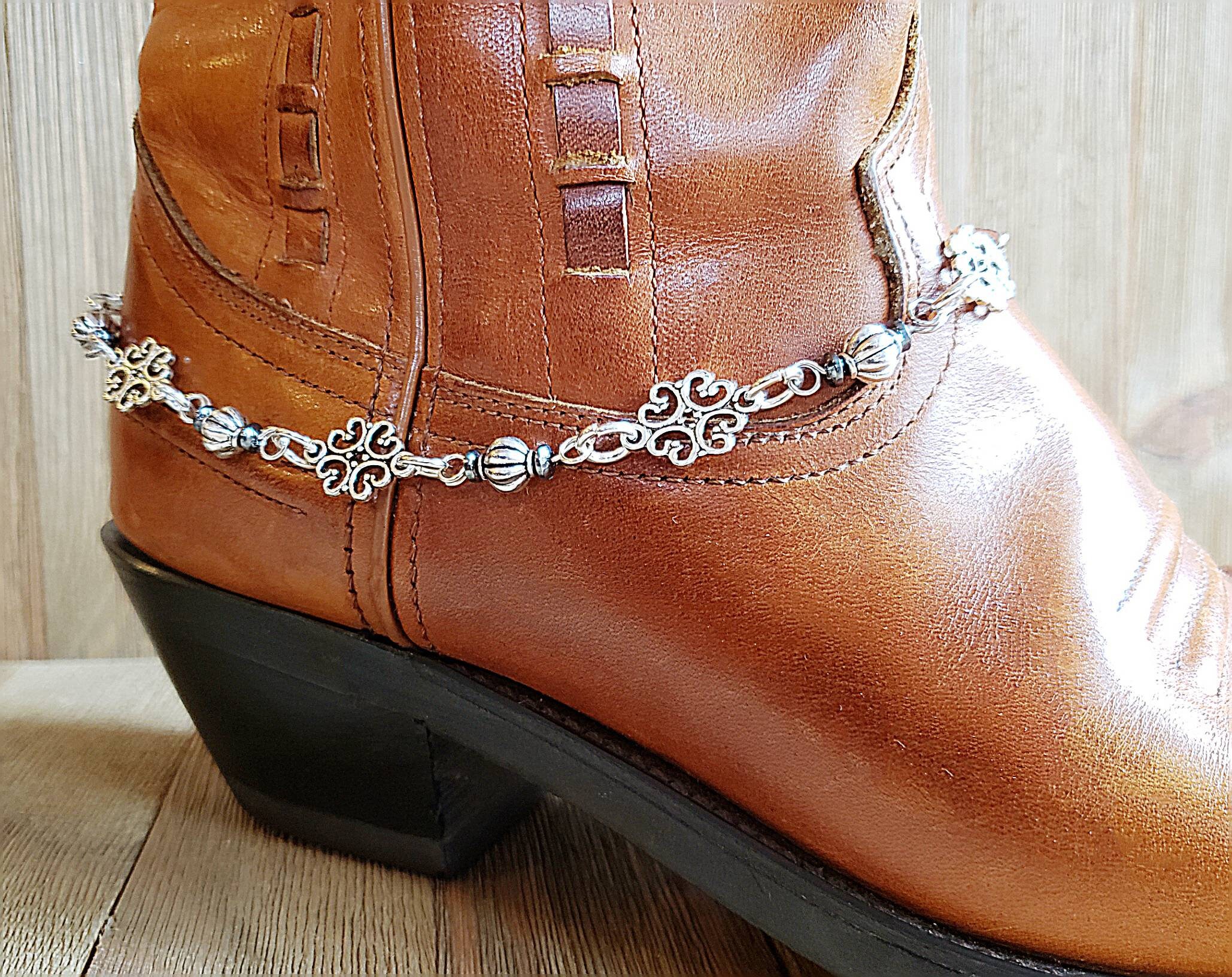Bohemian Silver filigree and bead boot jewelry Cowboy boot Etsy