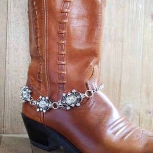 Clear rhinestone and silver sparkling boot bling, Sparkling rhinestone boot bracelet image 2