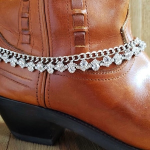 Sparkling rhinestone and silver double strand boot bracelet,  bridal bootlet