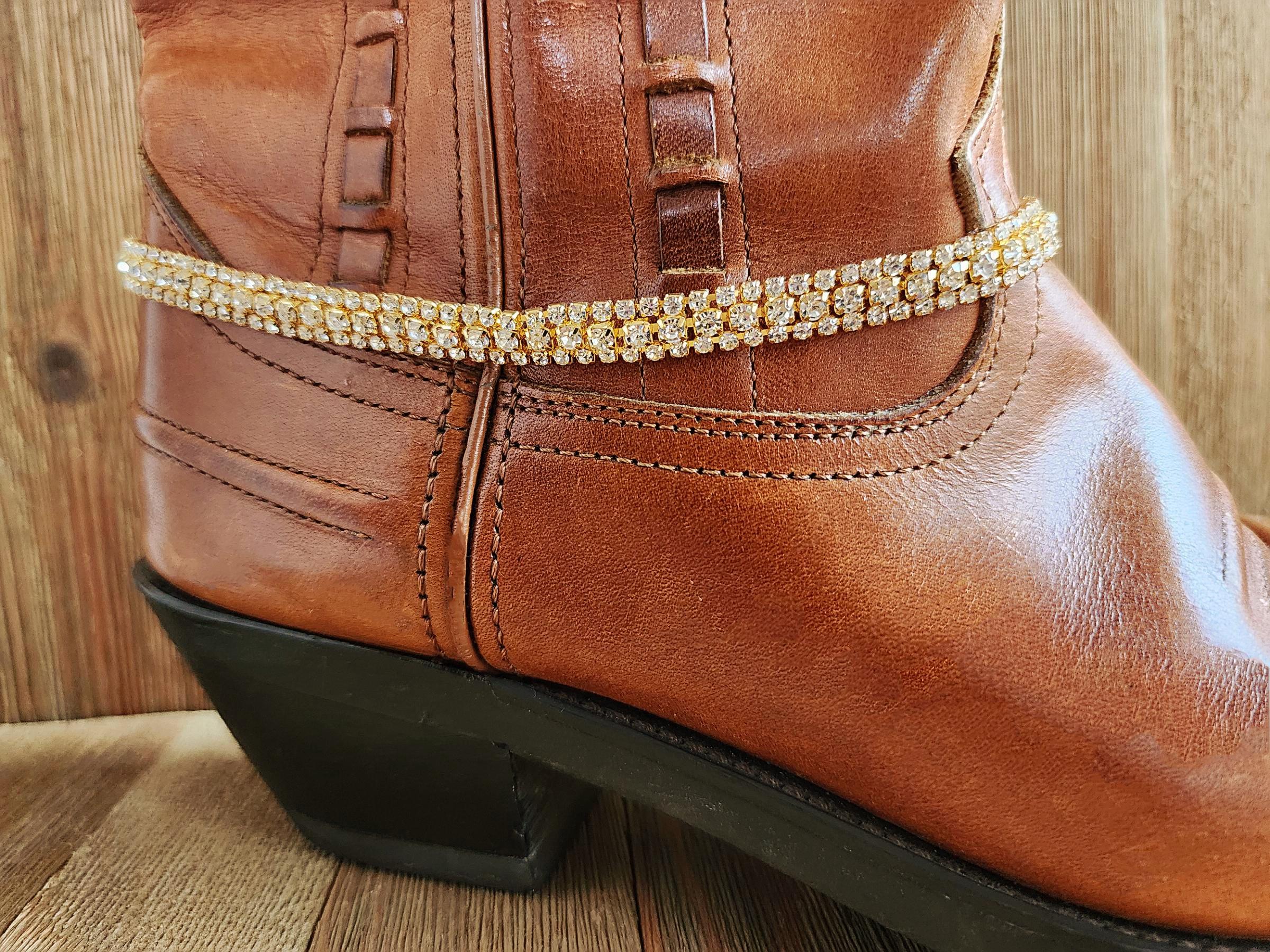 Gold or Silver Bridal Sparkly Rhinestone Boot Strap, Wedding  display picture 2