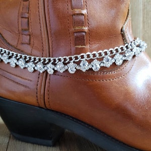 Sparkling rhinestone and silver double strand boot bracelet,  bridal bootlet
