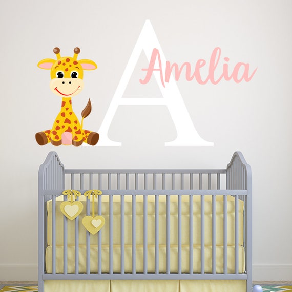 personalized name wall decal giraffe wall decal girls wall | etsy