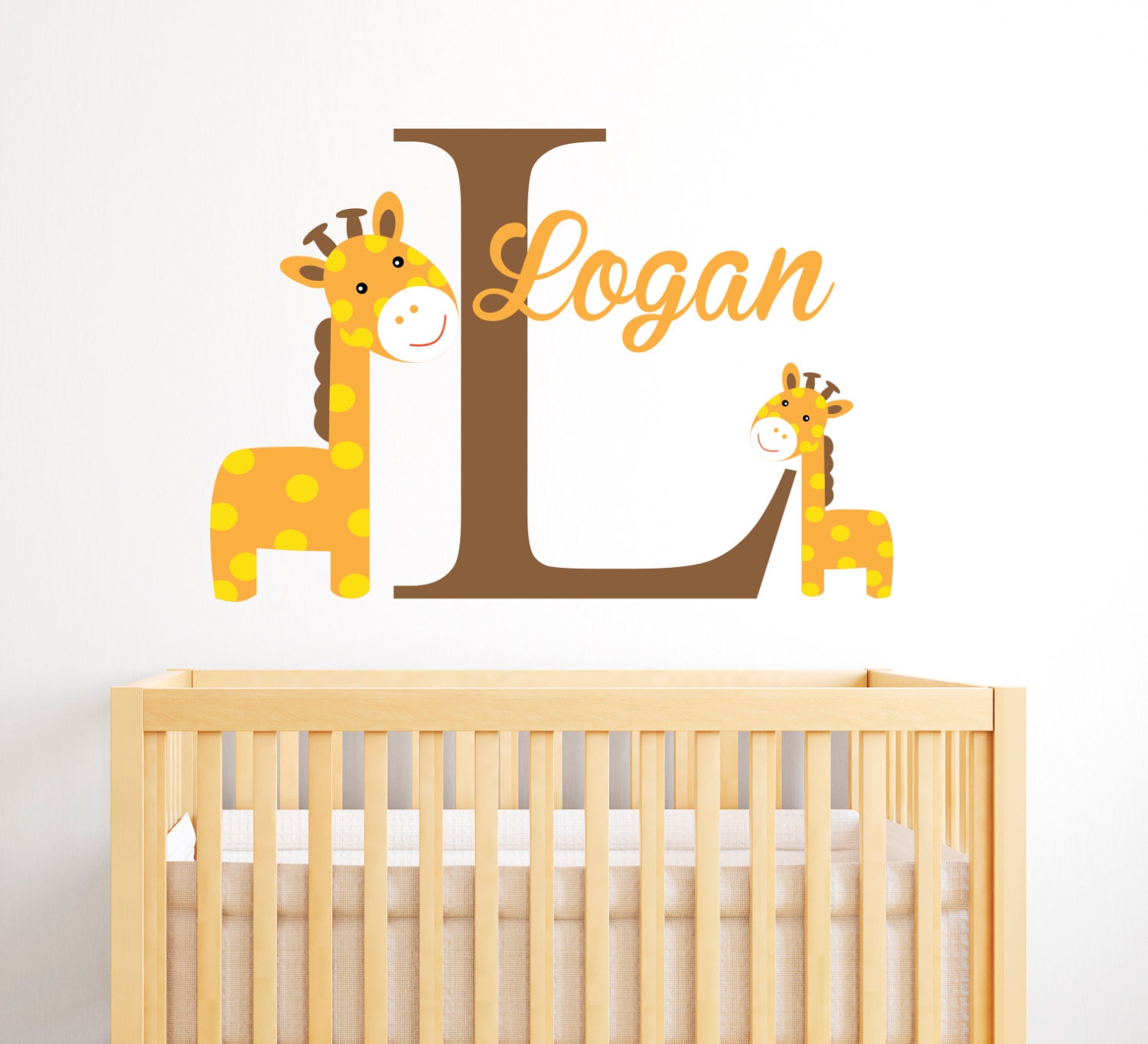 Giraffes Name Wall Decal Boy Custom Name Decal Baby Room Etsy