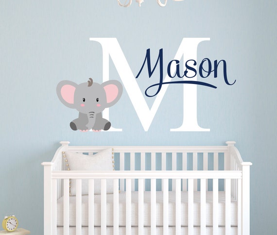 elephant name wall decal custom name wall decal elephants | etsy