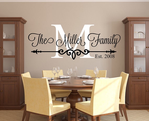family name wall decal personalized family monogram living | etsy