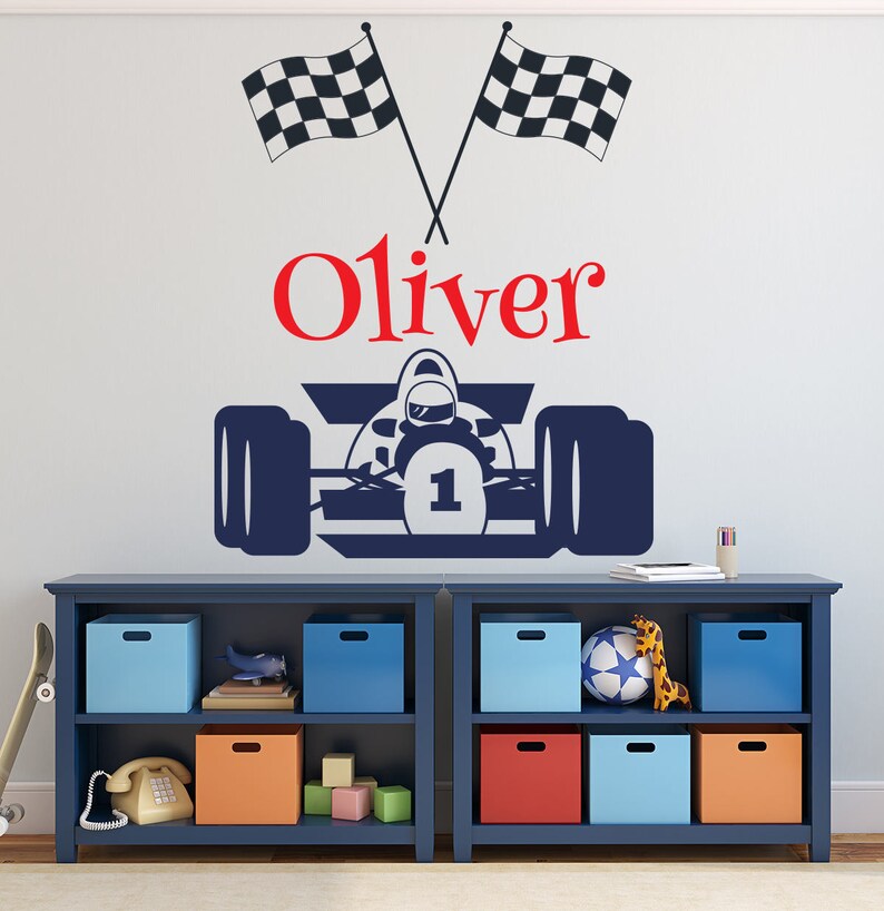 Personalized Name Wall Decal Racing Themed - Racing Themed Room Decor Personalized Name Wall Decal Racing Themed - Racing Themed Room Decor