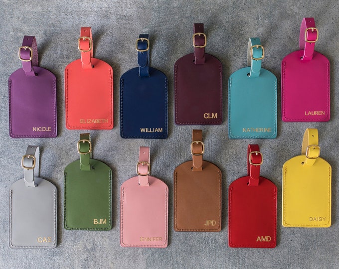 Real Leather Luggage Tags, Personalized Luggage Tags, Leather Luggage