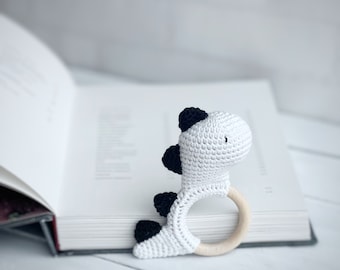 Dinosaurusrammelaar voor baby's, Montessori-sensorisch speelgoed, babyshowercadeau