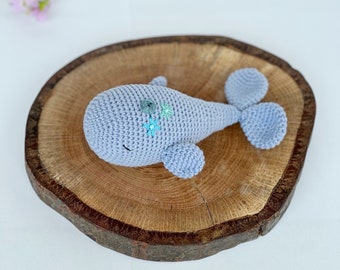 Whale rattle, Blue Whale Toy, Newborn Gift, Christening Gift, Sea Animal Toy