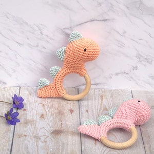 Baby Girl Gift, New Baby Gift Set, Dinosaur Toy, Dinosaur Rattle, Baby Shower Gift image 5