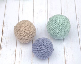 Crochet Ball, Montessori Toy, Set of 3 Crochet Balls, Baby Toy, Toddler Toy, Eco-friendly Toy