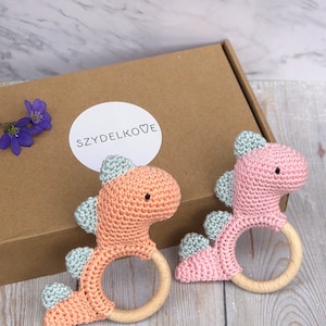 Baby Girl Gift, New Baby Gift Set, Dinosaur Toy, Dinosaur Rattle, Baby Shower Gift image 7