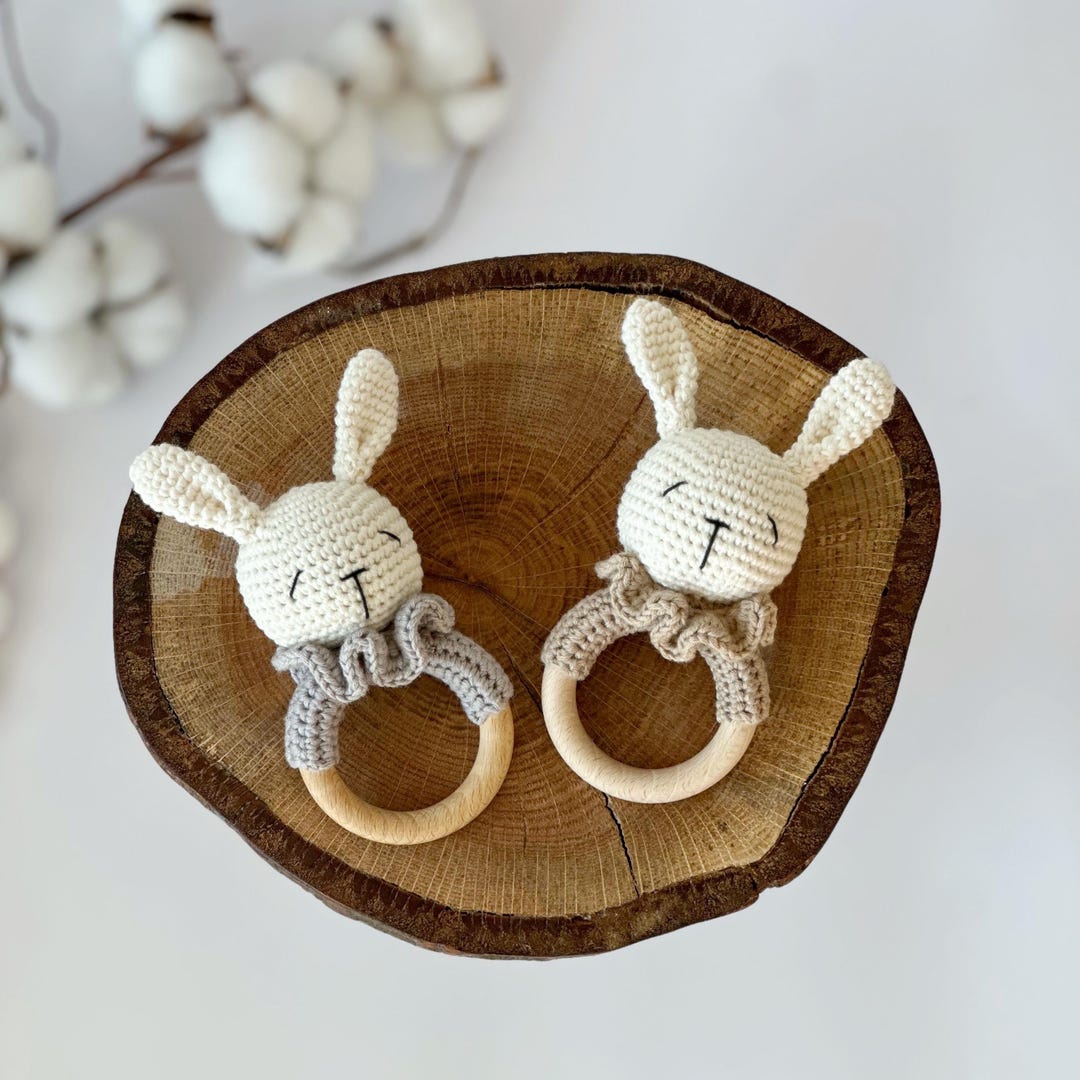 Bunny Rattle for Baby, Twins Baptism Gift, Future Mom Present - Etsy