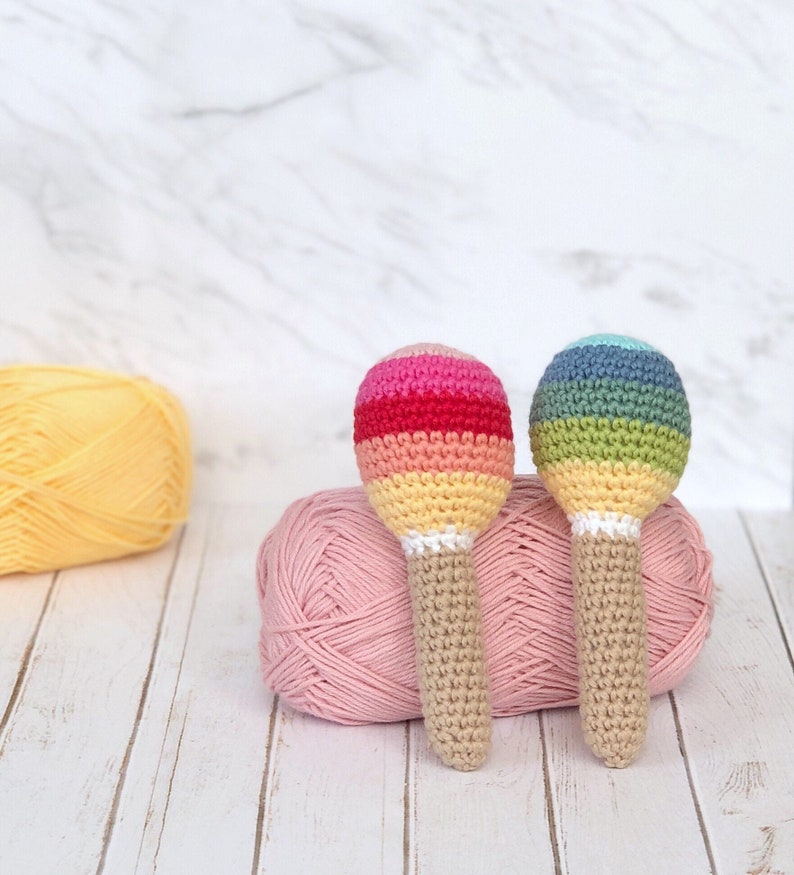 Montessori Rattle, Maracas Rattle, Baby Toy, Toddler Toy, Sensory Toy, Newborn Gift image 1