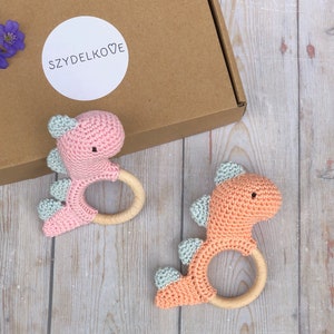 Baby Girl Gift, New Baby Gift Set, Dinosaur Toy, Dinosaur Rattle, Baby Shower Gift image 3