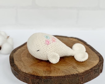 Whale rattle, Baby Whale Toy, Newborn Gift, Christening Gift, Sea Animal Toy