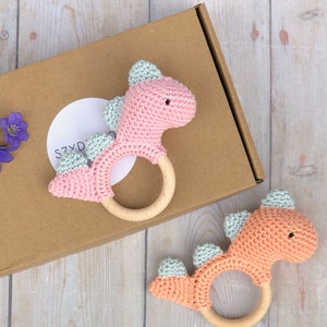 Baby Girl Gift, New Baby Gift Set, Dinosaur Toy, Dinosaur Rattle, Baby Shower Gift image 6
