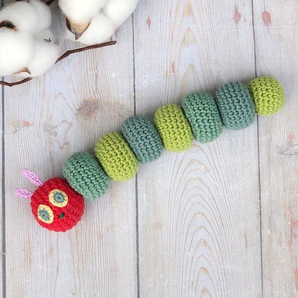 Sonajero de oruga para bebés, juguete ecológico, regalo para padres primerizos