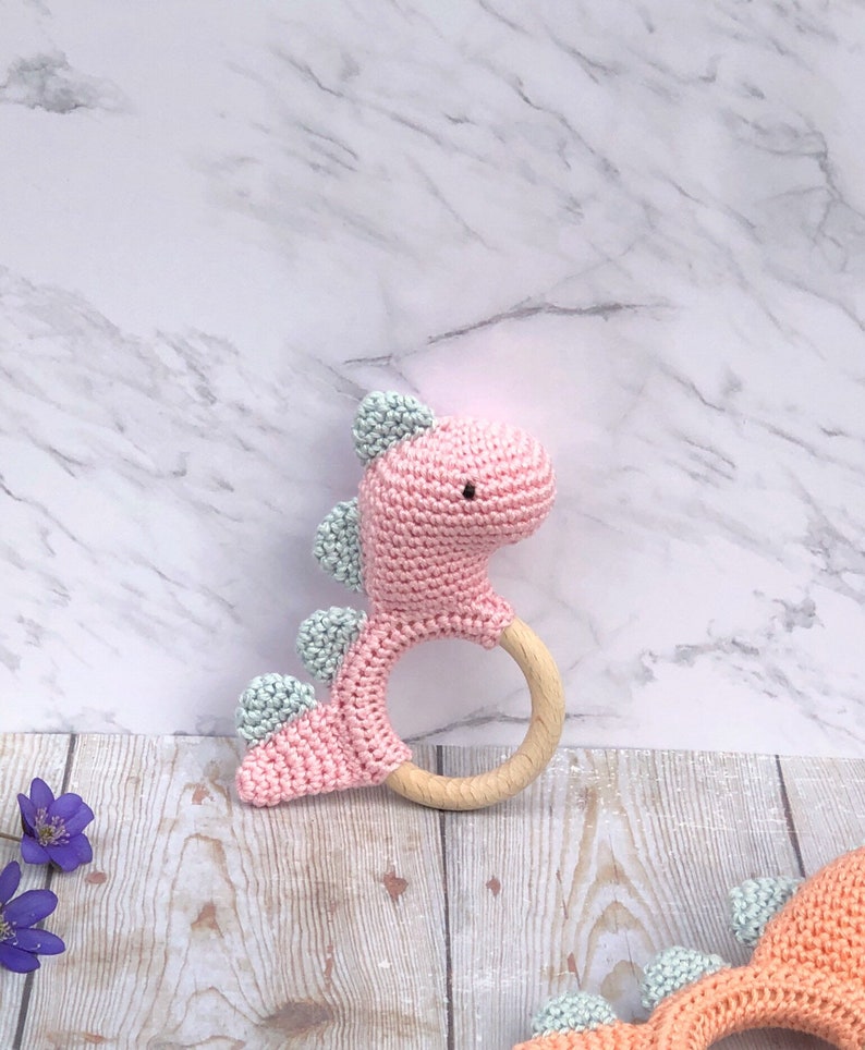 Baby Girl Gift, New Baby Gift Set, Dinosaur Toy, Dinosaur Rattle, Baby Shower Gift image 4