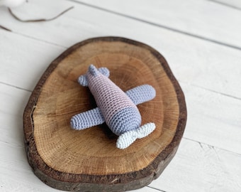 Newborn Gift, Plane Baby Rattle, New Mom Gift, Plane Toy