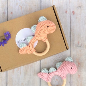 Baby Girl Gift, New Baby Gift Set, Dinosaur Toy, Dinosaur Rattle, Baby Shower Gift image 2