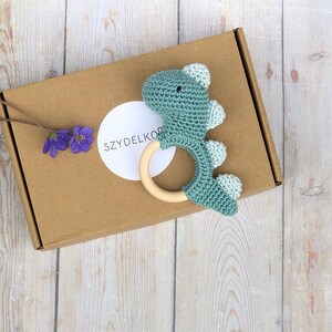 Cadeau nouveau-né, hochet dinosaure, jouet dinosaure, cadeau baby shower, cadeau bébé garçon image 4