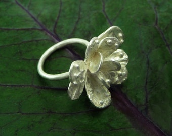 Flower Ring, Sterling Silver Flower Ring, Floral Rings Birth  Flower Jewelry