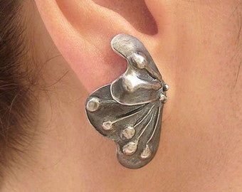 Stud Butterfly Earrings, Oxidized Silver Butterfly Earrings, Oxidized Silver Earrings