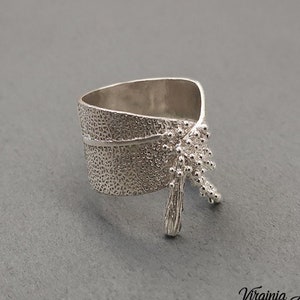 Organic Silver Ring, Nature Jewelry for her, Organic Nature inspired rings, Statement Ring image 1