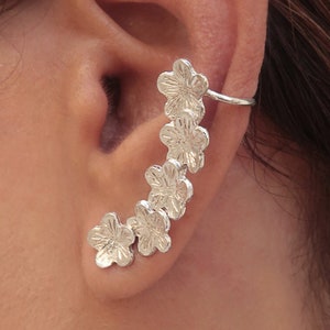 Flower Bunch Ear Climber Earring 925 Silver