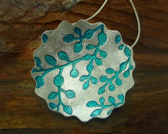 Flower Enamel Pendant Sterling silver Necklace