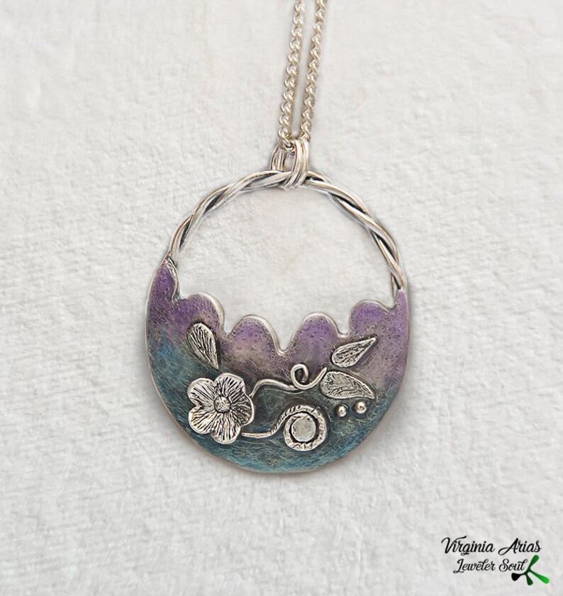 Roses Basket Pendant Sterling Silver Pendant Necklace with Etsy