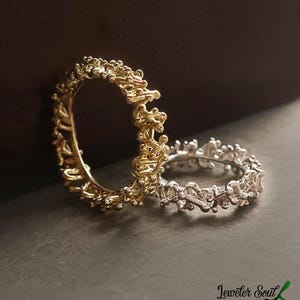 Eternity Yellow Gold Ring Solid 18k Gold Ring, Statement Ring, 18k Gold Rings for Women, 18k Gold Jewelry image 10