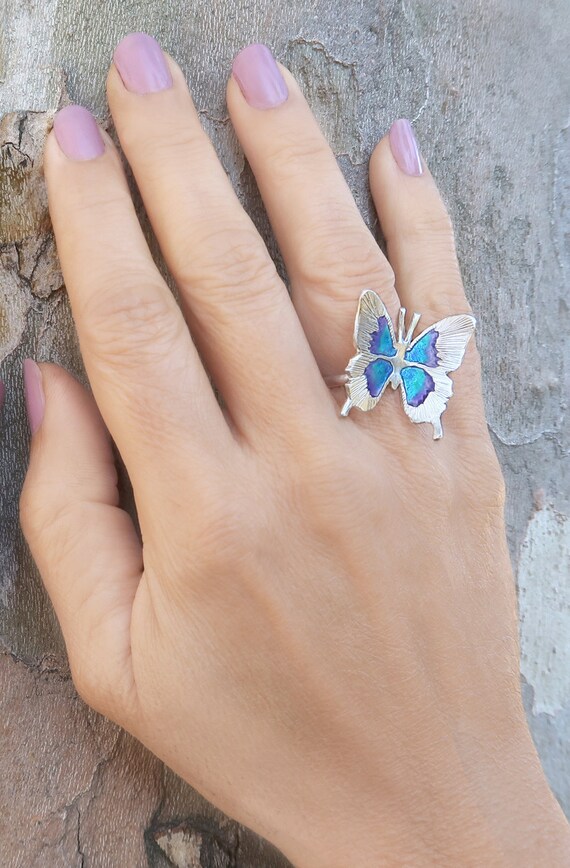 Anillo Mariposa Anillo Mariposa hecho de Plata y Esmalte Anillo Esmaltado Anillo hecho a Mano Anillo Bohemio Anillo Plata 925 Mariposa Etsy Espana