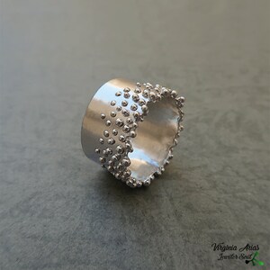 Modern Silver band Ring with Granulation, Modern silver ring, Handmade Silver Ring Trending Jewelry image 3