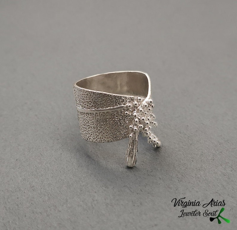 Organic Silver Ring, Nature Jewelry for her, Organic Nature inspired rings, Statement Ring image 1