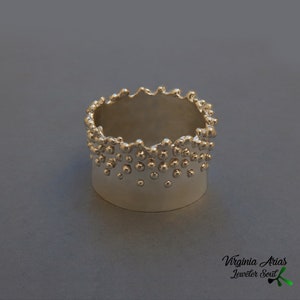 Modern Silver band Ring with Granulation, Modern silver ring, Handmade Silver Ring Trending Jewelry image 7