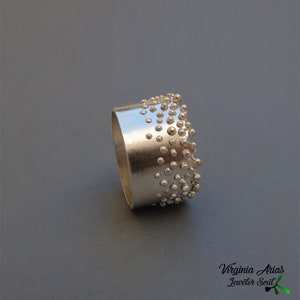 Modern Silver band Ring with Granulation, Modern silver ring, Handmade Silver Ring Trending Jewelry image 8