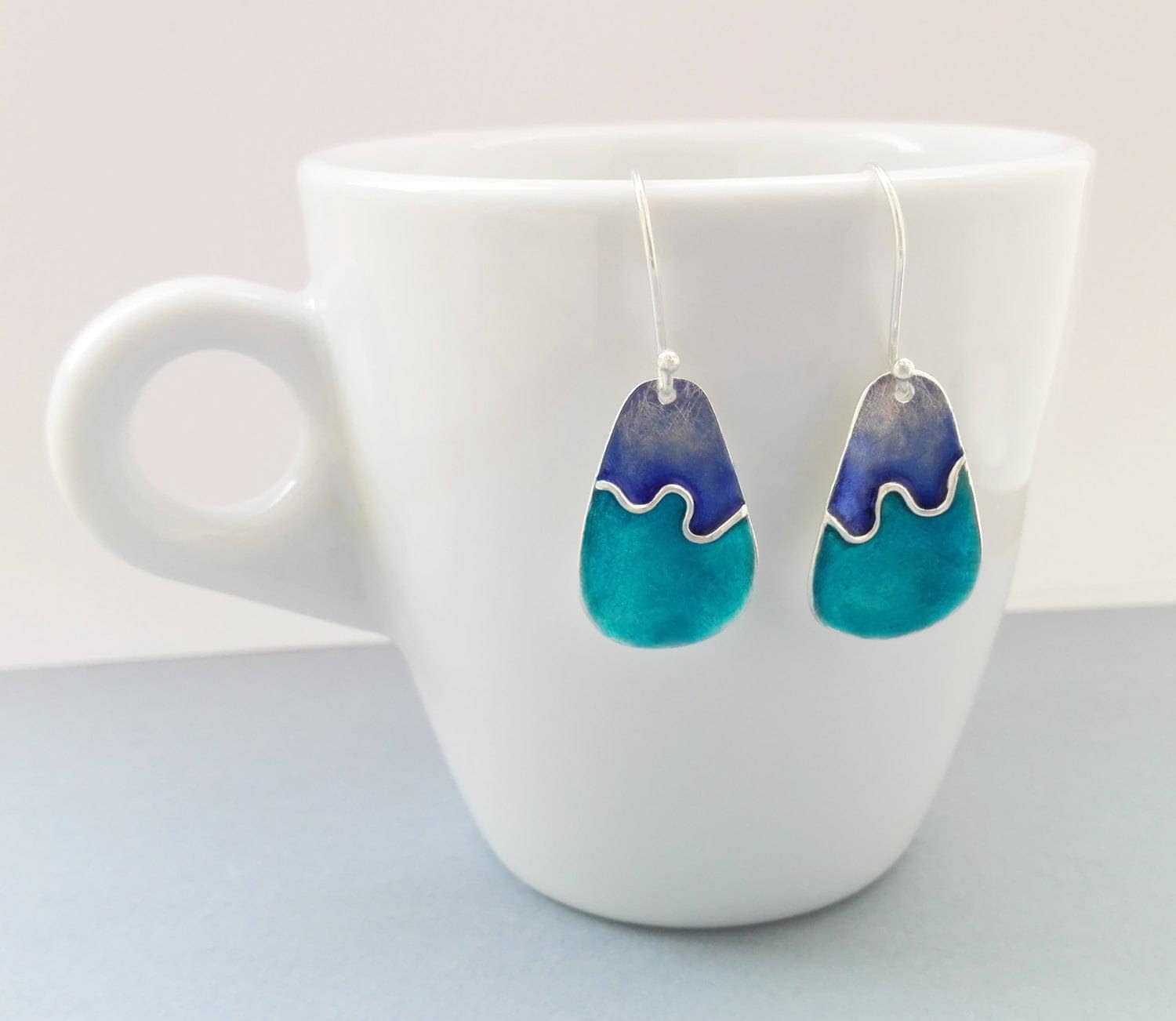 Fan of Rattan Blue Turquoise and Sterling Silver Earrings main image 1