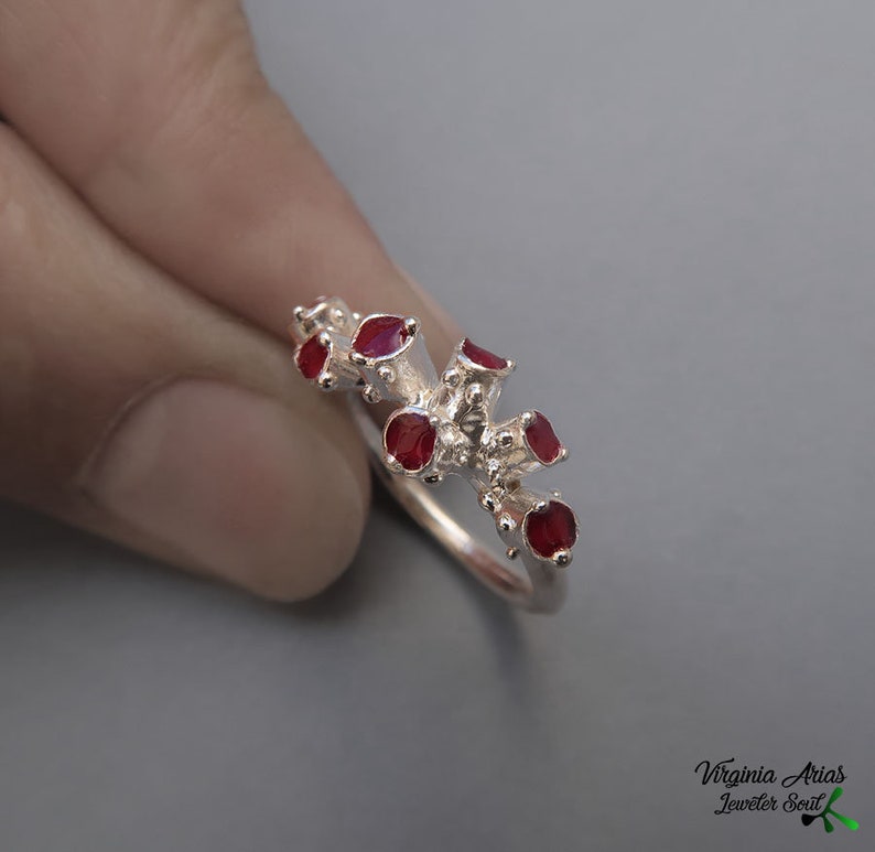 Red Coral Ring, Sterling Silver Red Ring - Etsy