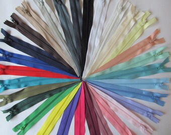 10x ZIPS INVISIBLE//CONCEALED P/&P COLOURS NYLON ASSORTED FREE New JS